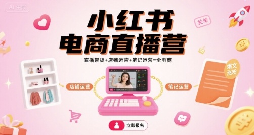 小红书电商直播营，直播带货+店铺运营+笔记运营=全电商-zhichuangquan