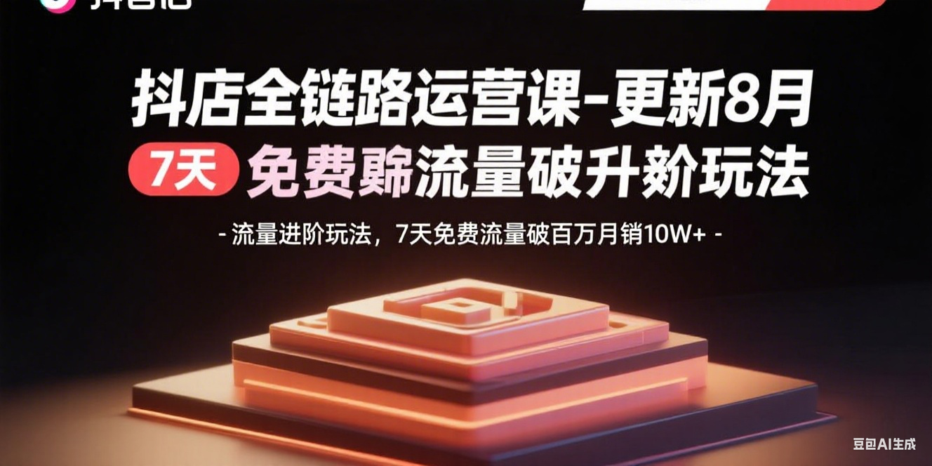 抖店全链路运营课-更新8月：流量进阶玩法，7天免费流量破百万月销10W+-zhichuangquan