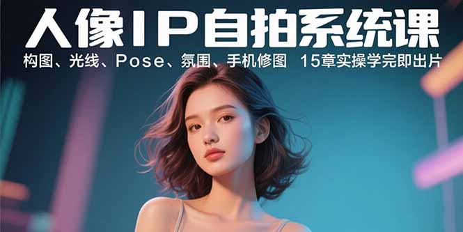 人像IP自拍系统课：构图、光线、Pose、氛围、手机修图 15章实操学完即出片-zhichuangquan
