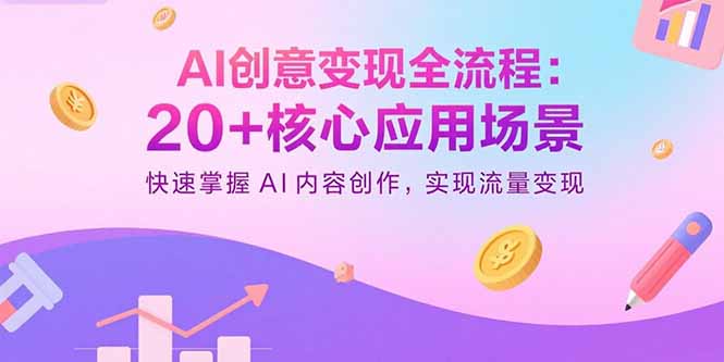 AI创意变现全流程：20+核心应用场景，快速掌握AI内容创作，实现流量变现-zhichuangquan