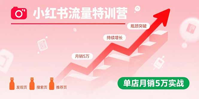 小红书流量特训营：突破流量瓶颈，实现店铺持续增长，单店月销5万实战-zhichuangquan