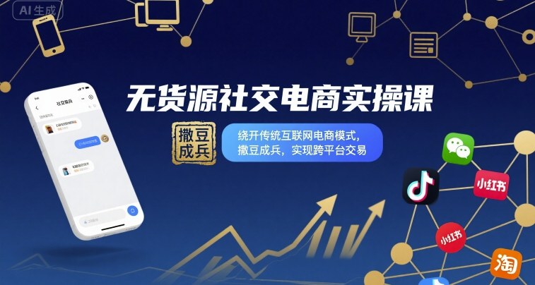 无货源社交电商实操课，绕开传统互联网电商模式，撒豆成兵，实现跨平台交易-zhichuangquan