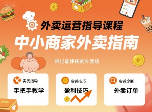 外卖运营指导课程，中小商家外卖指南，手把手带出能挣钱的外卖店-zhichuangquan