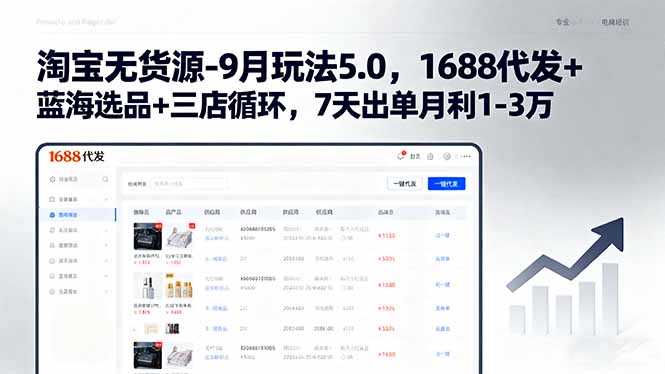 淘宝无货源-9月玩法5.0，1688代发+蓝海选品+三店循环，7天出单月利1-3万-zhichuangquan