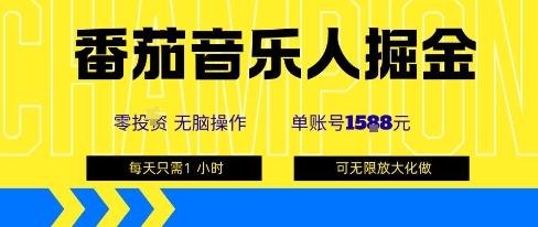 番茄音乐人掘金，单账号最高可撸1k+，可无限矩阵去做，零投入-zhichuangquan