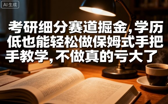 考研细分赛道掘金，日入1k+，学历低也能轻松做保姆式手把手教学，不做真的亏大了【揭秘】-zhichuangquan