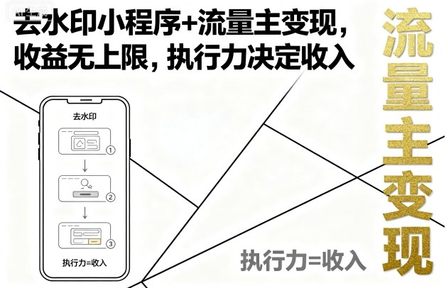 去水印小程序+流量主变现，收益无上限，执行力决定收入-zhichuangquan