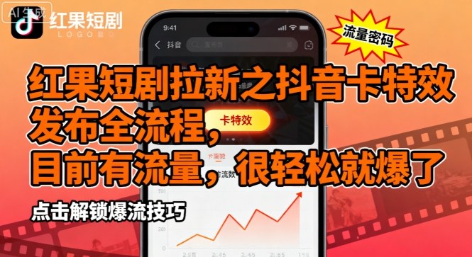 红果短剧拉新之抖音卡特效发布全流程，目前有流量，很轻松就爆了-zhichuangquan