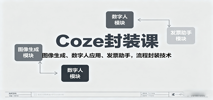 Coze封装课，图像生成、数字人应用、发票助手，流程封装技术-zhichuangquan
