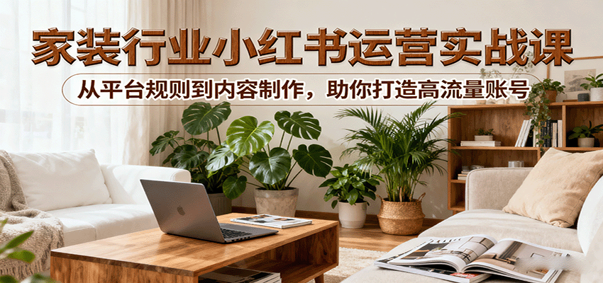 小红书家装行业运营实战课：从平台规则到内容制作，助你打造高流量账号-zhichuangquan