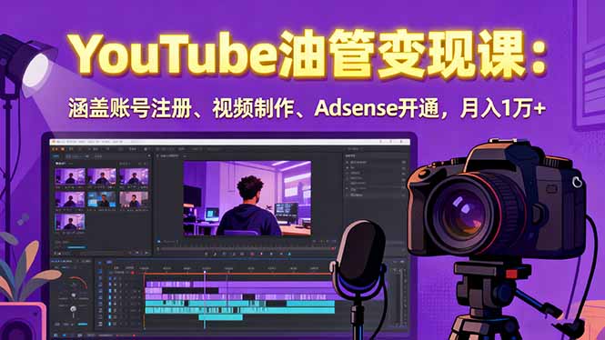 2025YouTube油管变现课：涵盖账号注册、视频制作、Adsense开通，月入1万+-zhichuangquan