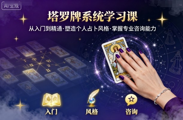 塔罗牌系统学习课，助你从入门到精通，塑造个人占卜风格，掌握专业咨询能力-zhichuangquan