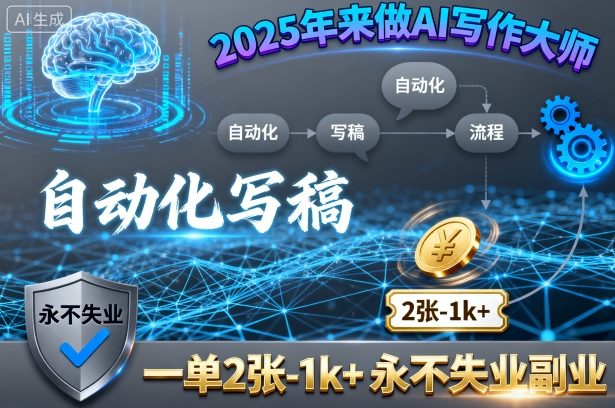 2025年来做AI写作大师，自动化写稿，一单2张-1k+，永不失业副业-zhichuangquan