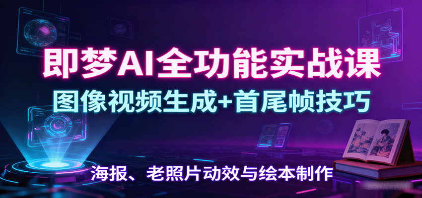 即梦AI全功能实战课：图像视频生成+首尾帧技巧，海报、老照片动效与绘本制作-zhichuangquan