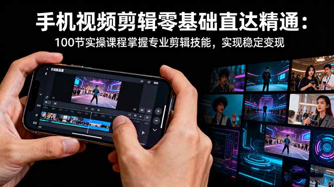 手机视频剪辑零基础直达精通：100节实操课程掌握专业剪辑技能，实现稳...-zhichuangquan