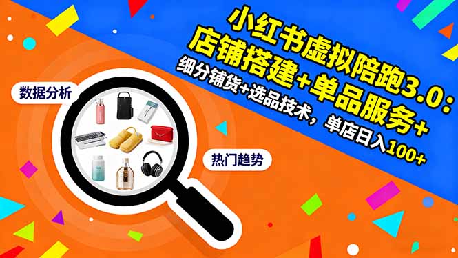 小红书虚拟陪跑3.0：店铺搭建+单品服务+细分铺货+选品技术，单店日入100+-zhichuangquan