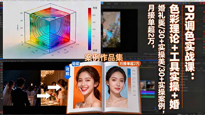 PR调色实战课：色彩理论+工具实操+婚礼医美/30+实操案例，月接单超2万-zhichuangquan