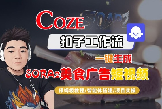 Coze扣子智能体工作流一键生成“SORA2美食广告“短视频，全流程保姆级教学-zhichuangquan