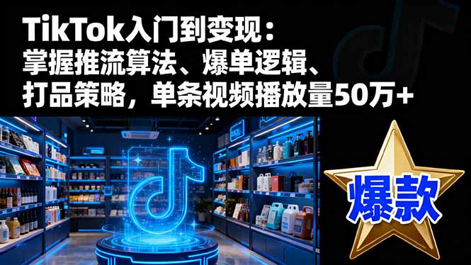 TikTok入门到变现：掌握推流算法、爆单逻辑、打品策略，单条视频播放量50w-zhichuangquan