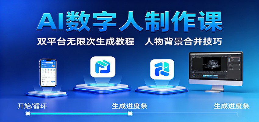 AI数字人制作课：双平台无限次生成教程，人物背景合并技巧-zhichuangquan