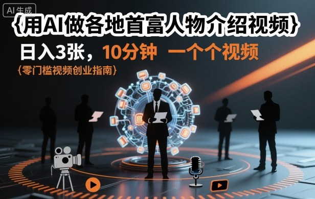 用AI做各地首富人物介绍视频，日入3张，10分钟一个视频-zhichuangquan