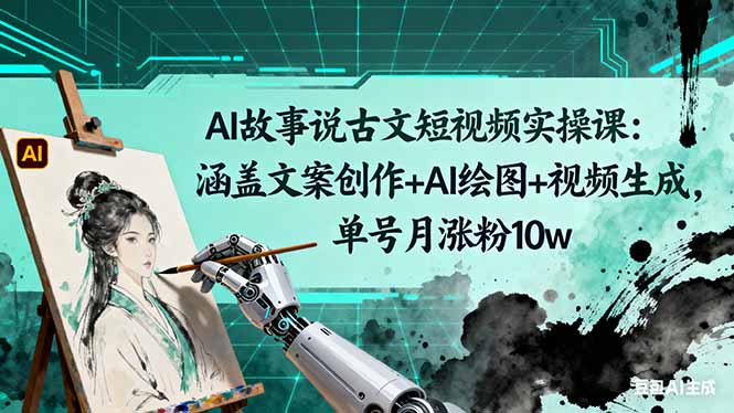 AI故事说古文短视频实操课：涵盖文案创作+AI绘图+视频生成，单号月涨粉10w-zhichuangquan
