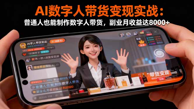 AI数字人带货变现实战：普通人也能制作数字人带货，副业月收益达8000+-zhichuangquan