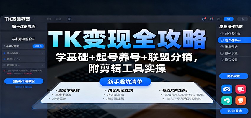 TK变现全攻略：学基础+起号养号+联盟分销，附剪辑工具实操-zhichuangquan