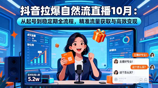 抖音拉爆自然流直播10月：从起号到稳定期全流程，精准流量获取与高效变现-zhichuangquan