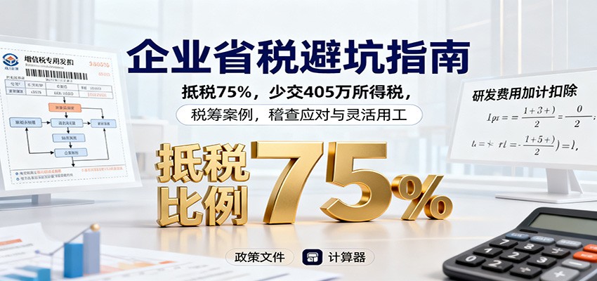 企业省税避坑指南：抵税75%，少交405万所得税，税筹案例，稽查应对与灵活用工-zhichuangquan
