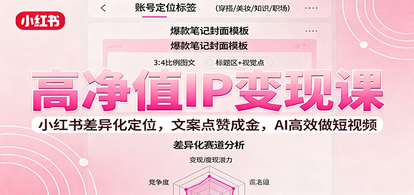 高净值IP变现课：小红书差异化定位，文案点赞成金， AI高效做短视频-zhichuangquan