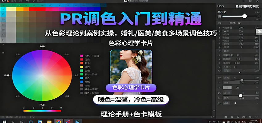 PR调色入门到精通：从色彩理论到案例实操，婚礼/医美/美食多场景调色技巧-zhichuangquan