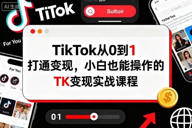 TikTok从0到1打通变现，小白也能操作的TK变现实战课程-zhichuangquan