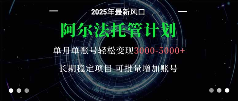 阿尔法托管计划 单账号月入3000-5000，长期稳定项目，新手小白轻松上手。-zhichuangquan