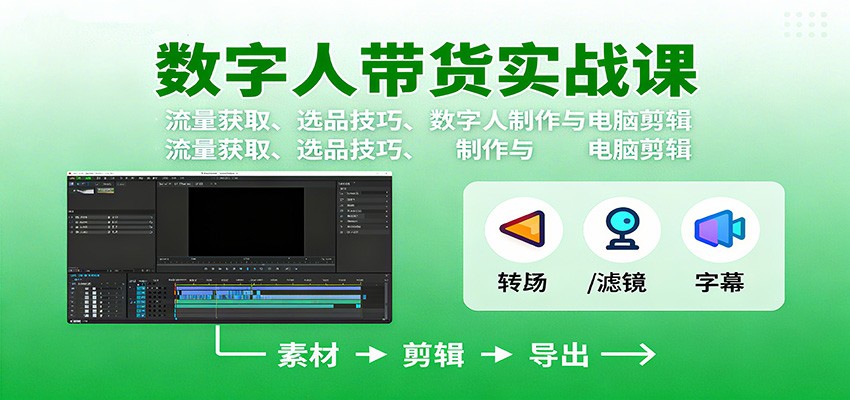 数字人变现实战课：流量获取、选品技巧、数字人制作与电脑剪辑-zhichuangquan