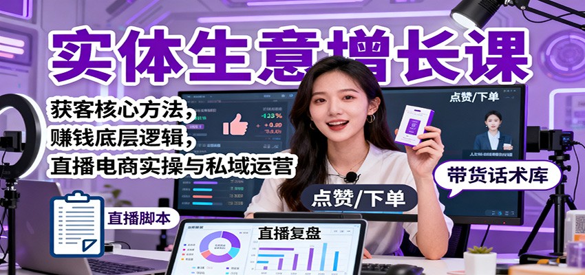 实体生意增长课：获客核心方法，赚钱底层逻辑，直播电商实操与私域运营-zhichuangquan