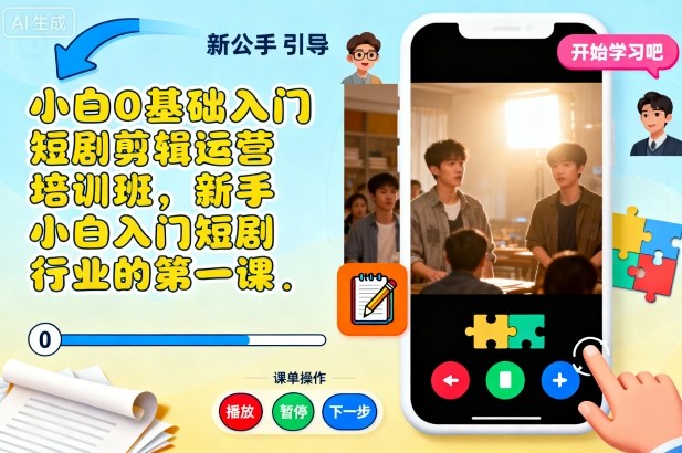 小白0基础入门短剧剪辑运营培训班，新手小白入门短剧行业的第一课-zhichuangquan