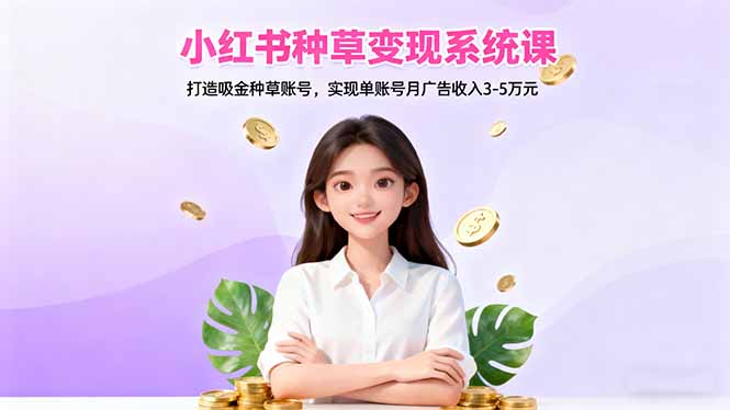 小红书种草变现系统课：打造吸金种草账号，实现单账号月广告收入3-5万元-zhichuangquan