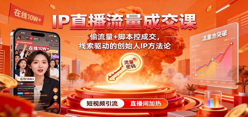 IP直播流量成交课：偷流量+脚本控成交，线索驱动的创始人IP方法论-zhichuangquan