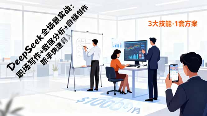 DeepSeek全场景实战：职场写作+数据分析+自媒体创作，新手快速月入过万-zhichuangquan