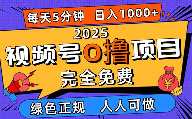 2025视频号0撸项目，5分钟一个号，日入1000+，人人可做-zhichuangquan
