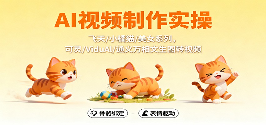 AI视频制作实操，飞天/小橘猫/美女系列，可灵/ViduAl/通义万相文生图转视频-zhichuangquan