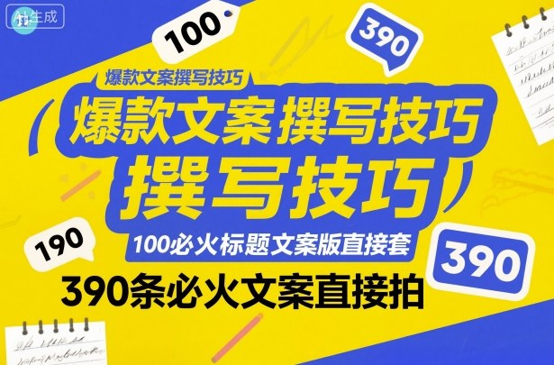 爆款文案撰写技巧，100个必火标题文案模版直接套，390条必火文案直接拍-zhichuangquan