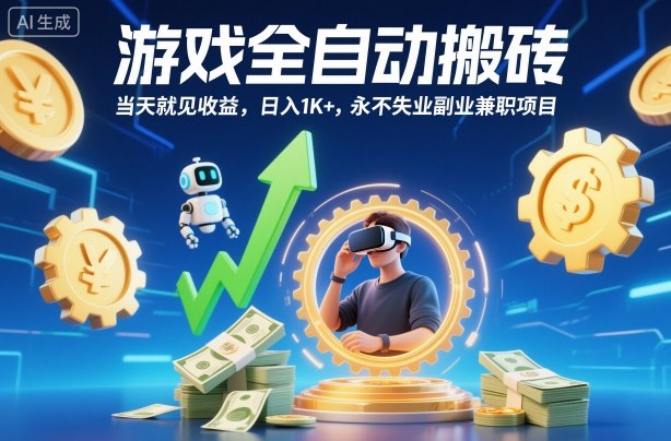游戏全自动搬砖，当天就见收益，日入1K+，永不失业副业兼职项目【揭秘】-zhichuangquan
