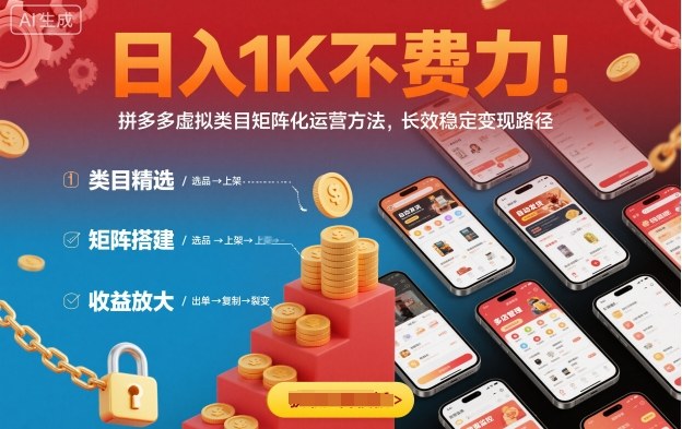 日入1K不费力！拼多多虚拟类目矩阵化运营方法，长效稳定变现路径-zhichuangquan