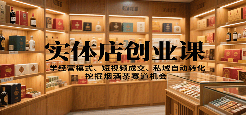 实体店创业课：学经营模式、短视频成交、私域自动转化，挖掘烟酒茶赛道机会-zhichuangquan