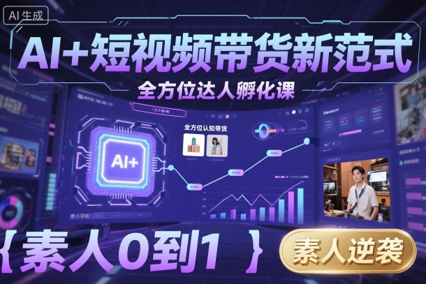 AI+短视频带货新范式全方位达人孵化课，素人也可以从0到1，全方位认知短视频带货-zhichuangquan