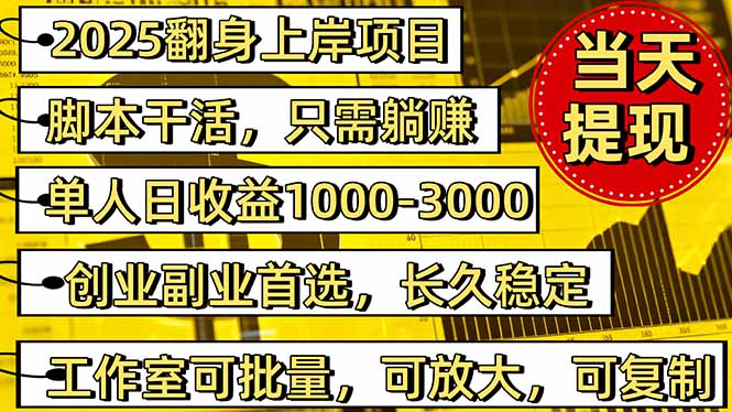 2025翻身上岸项目脚本干活，内部客户经理内部开号，单人日收益1000-300...-zhichuangquan