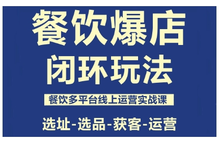餐饮爆店闭环玩法，餐饮多平台线上运营实战课，选址-选品-获客-运营-zhichuangquan