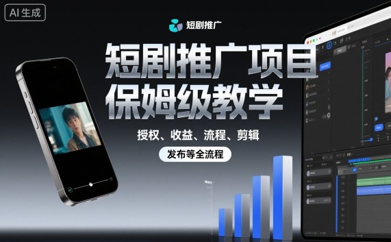 短剧推广项目保姆级教学，授权、收益、流程、剪辑，发布等全流程-zhichuangquan